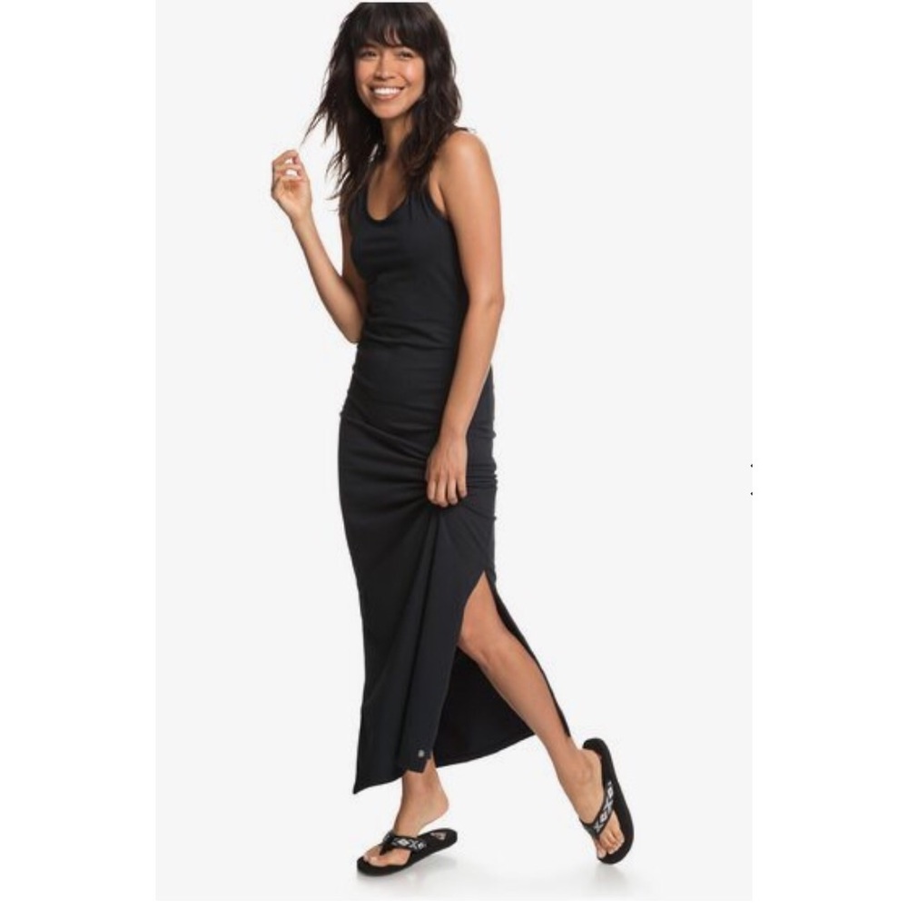 •ROXY•Love on the Line Fitted Maxi Dress Black SM